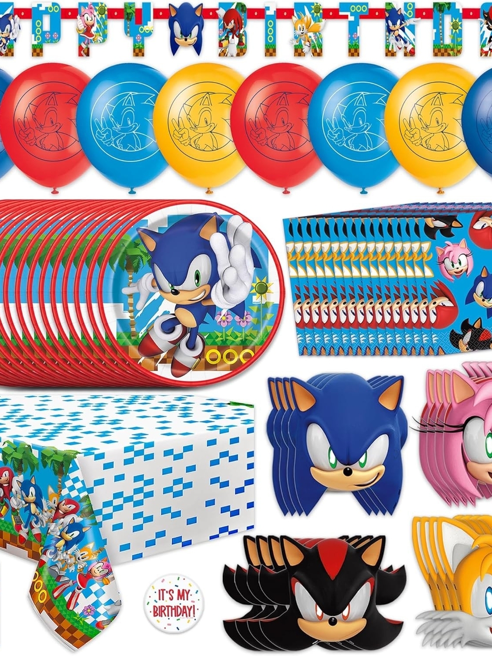 Sonic Disposable Tableware Party Kit - Blue, Red & Yellow